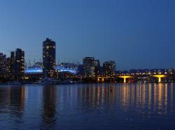 Night lights in False Creek, Vancouver, BC